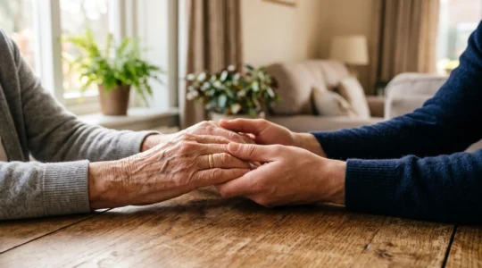 Photographie symbolique représentant la transition en douceur d'une personne âgée vers un établissement d'accueil fiable et bienveillant